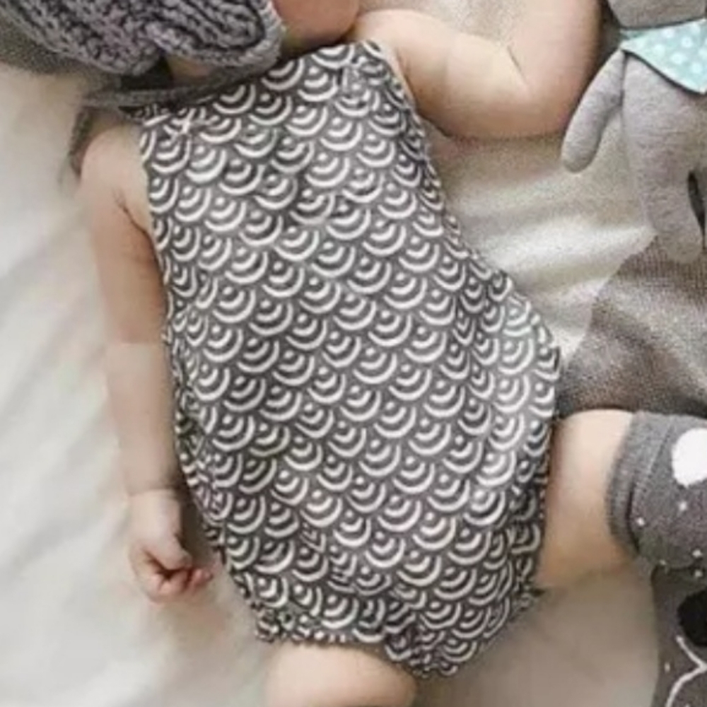 Grey Buttoned Baby Romper